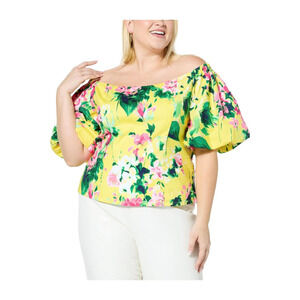 C Wonder by Christian Siriano Off Shoulder Balloon Sleeve Blouse Yllw. - Regular